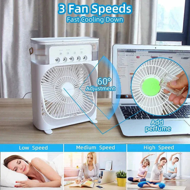 Braavo Home 10-Inch Portable Air Cooler Fan – 3-in-1 Mini AC, Humidifier & 7-Color LED