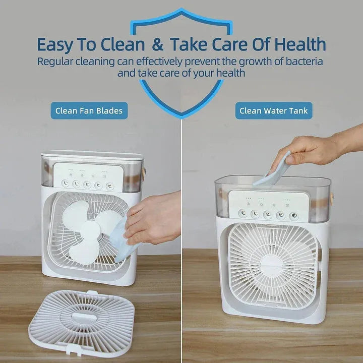 Braavo Home 10-Inch Portable Air Cooler Fan – 3-in-1 Mini AC, Humidifier & 7-Color LED