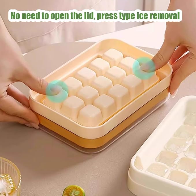 Ice Cube Maker with Cover – 15-Cube Easy Release Ice Tray