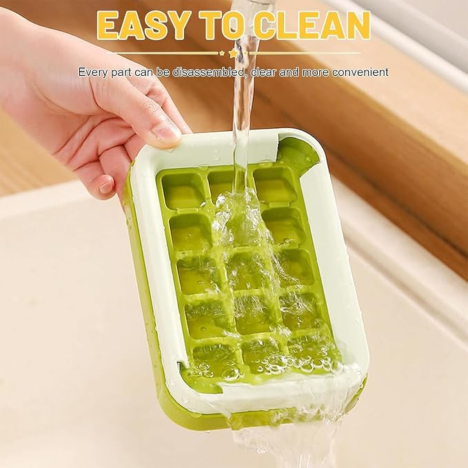 Ice Cube Maker with Cover – 15-Cube Easy Release Ice Tray