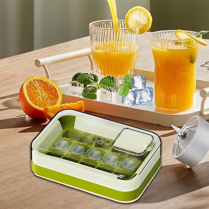 Ice Cube Maker with Cover – 15-Cube Easy Release Ice Tray