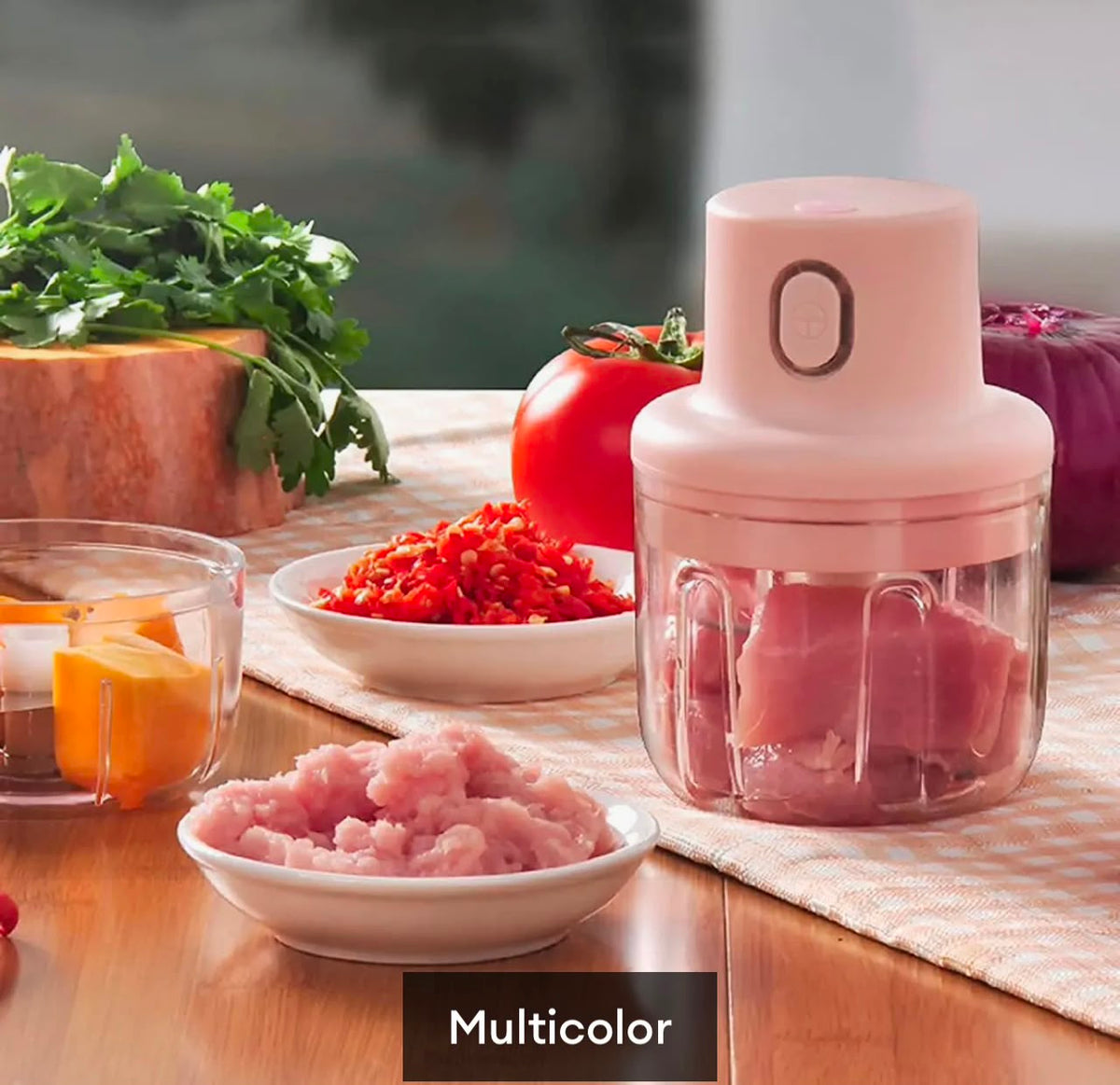 Portable USB Rechargeable Electric Mini Food Chopper – Cordless Vegetable, Onion & Garlic Cutter